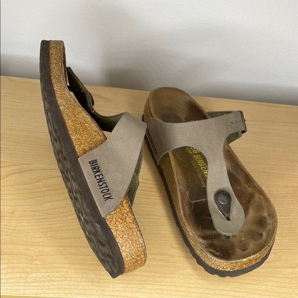 Birkenstock Khaki and Brown Sandals